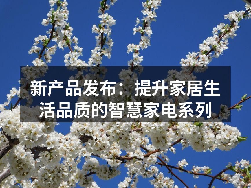 新产品发布：提升家居生活品质的智慧家电系列